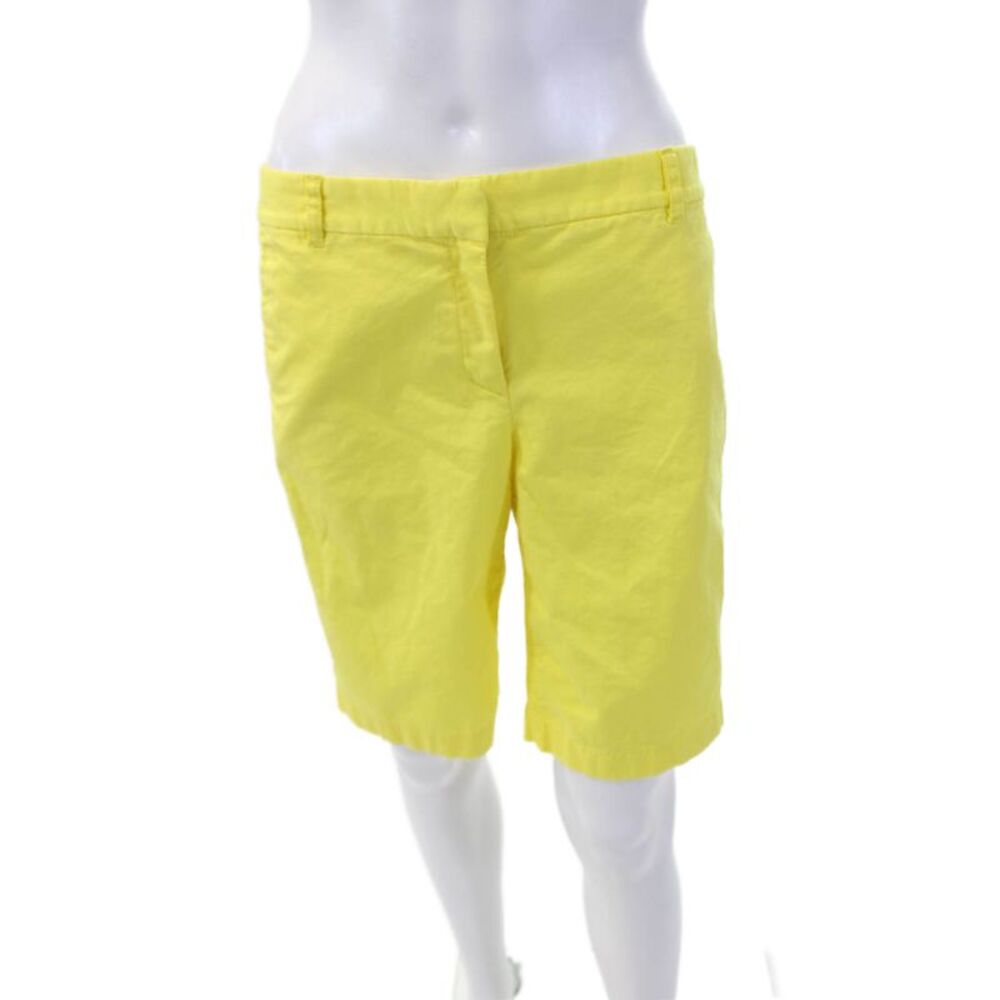 Bermuda Womens Cotton Zip Button Lined Casual Mini Shorts Yellow Size 04